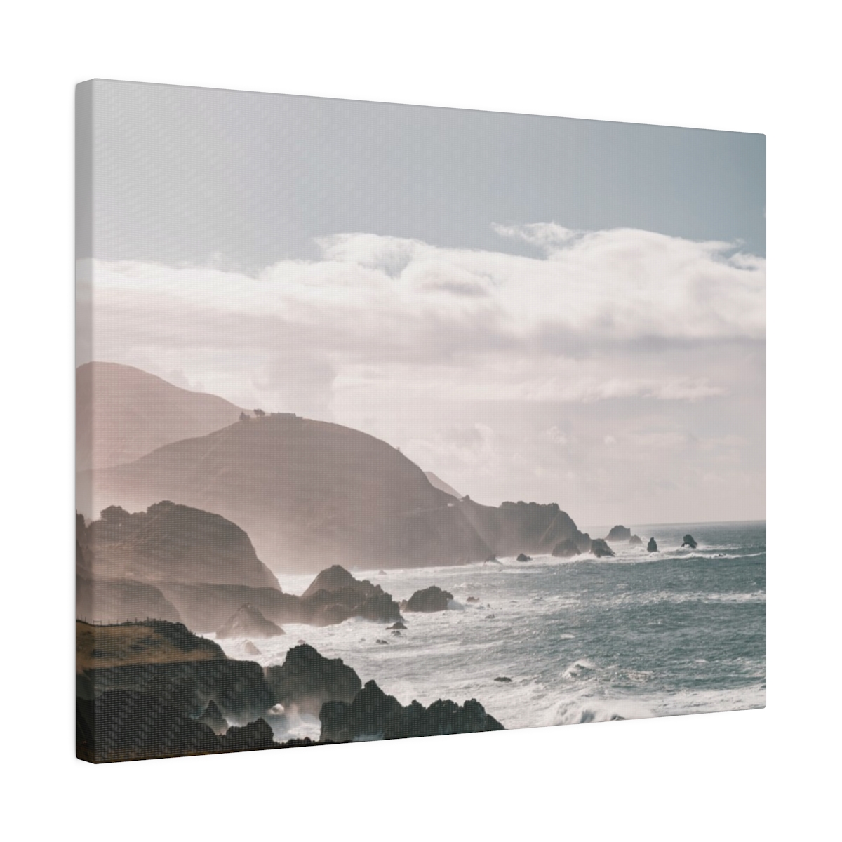 Foggy morning in big sur coast with wave in California