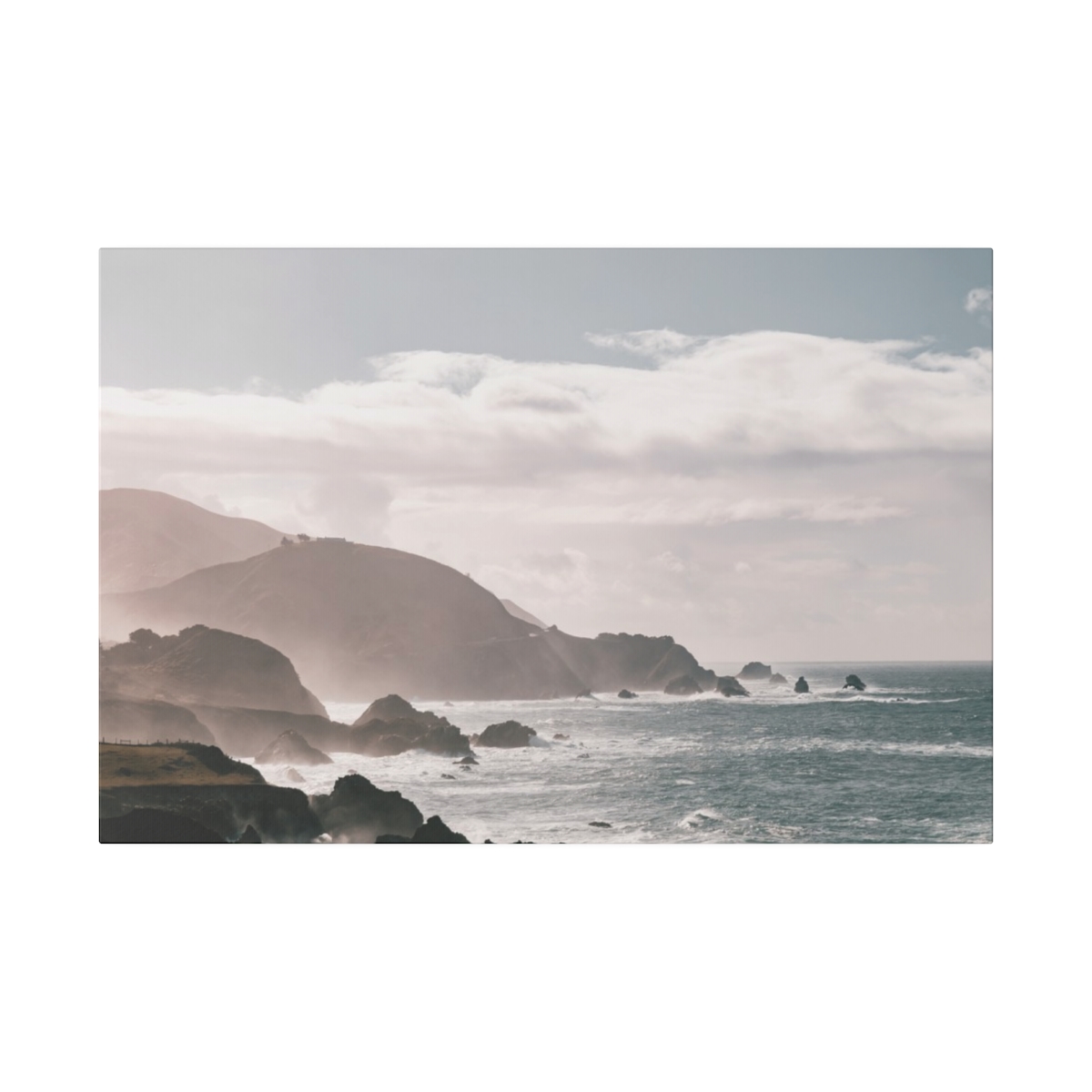 Foggy morning in big sur coast with wave in California - Image 9